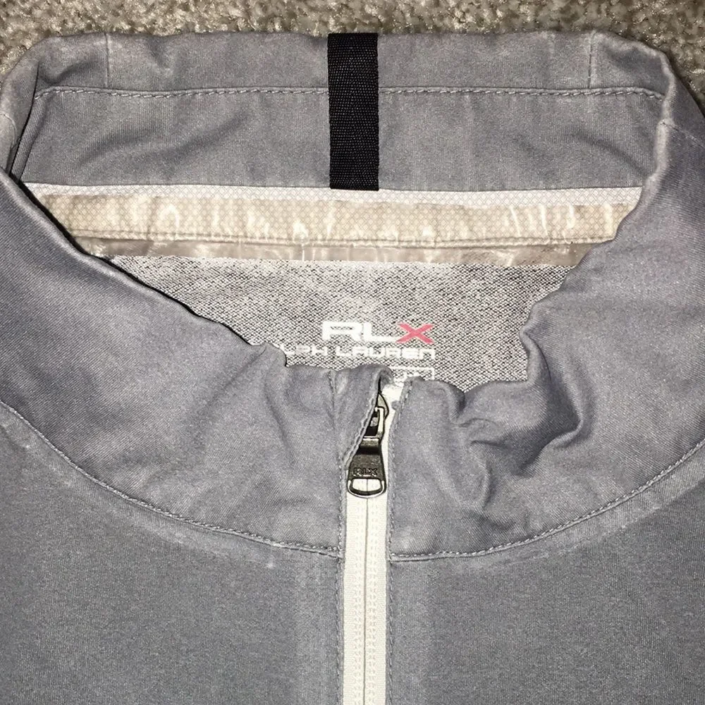 Worn out RLX Polo Ralph Lauren Pebble Beach 1919 Grey golf pullover wind shirt